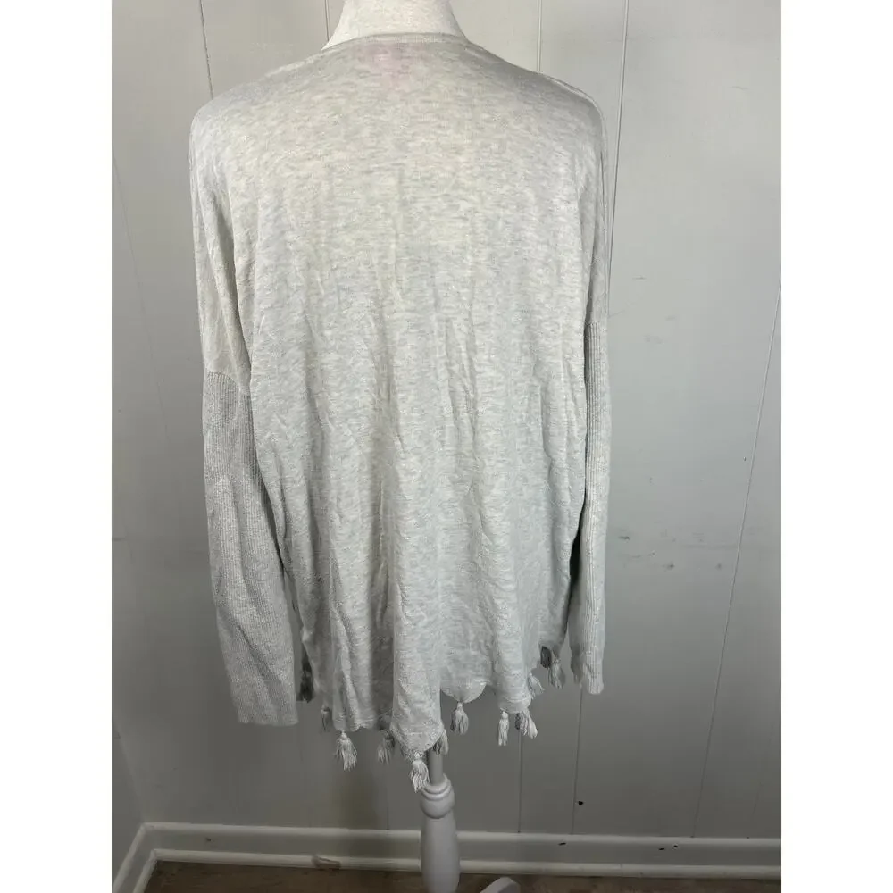 Lilly Pulitzer Martine Sweater Women's Light Gray Tassel Hem Long Sleeve Size M